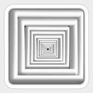 Concentric Square Tunnel, Monochrome, Black and White Sticker